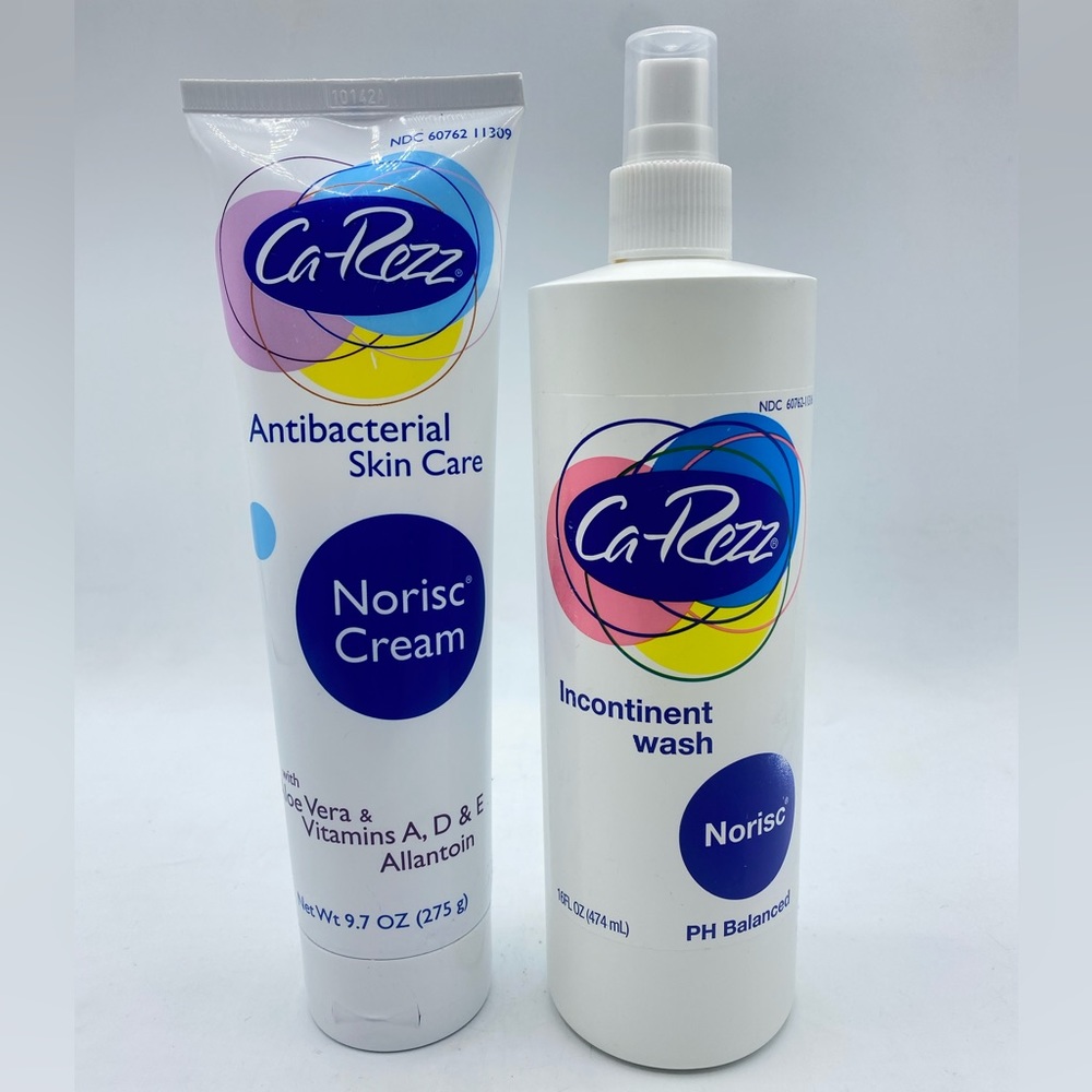 Ca-Rezz Antibacterial Norisc Cream 9.7 oz & Incontinent Wash 16 oz Lot Of 2 New